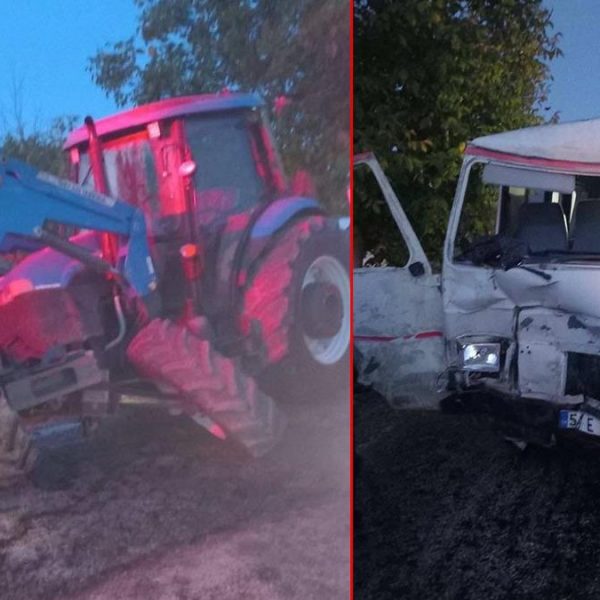 Traktör ile minibüs çarpıştı! Yaralılar var