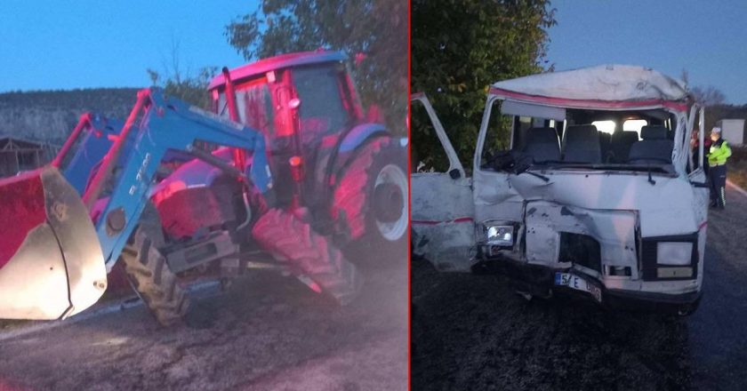 Traktör ile minibüs çarpıştı! Yaralılar var